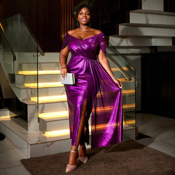 V Neck Solid Color Ruched Maxi Dress GKEN-AM040837