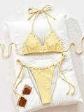 Sexy Solid Color Tie Up Bikinis Swimsuit CSYZ-G676KY