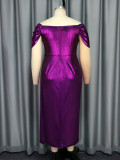 V Neck Solid Color Ruched Maxi Dress GKEN-AM040837