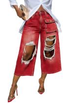 Retro Gradient Holes Wide-leg Seventh Pants LSD-2834