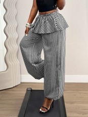 Plaid Print Loose Wide Leg Pants GHYX-TXY5340