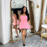 Knits Contrast Color Sleeveless Mini Dress HNIF-M3080