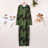 Tie Dye Print Long Sleeve Maxi Dress GYHF-60254