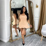 Knits Contrast Color Sleeveless Mini Dress HNIF-M3080