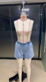 Casual Denim Sleeveless Two Piece Shorts Set GMYT-803