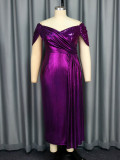 V Neck Solid Color Ruched Maxi Dress GKEN-AM040837