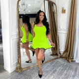 Knits Contrast Color Sleeveless Mini Dress HNIF-M3080