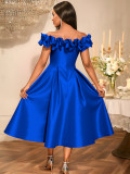 One Shoudler Ruched Sleeve Midi Dress GKEN-AM050643