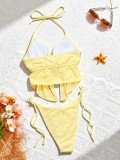 Lace Patchwork Halterneck Two Piece Swimsuit CSYZ-G631KY