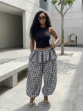 Plaid Print Loose Wide Leg Pants GHYX-TXY5340