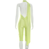 Solid Color Backless Seventh Jumpsuit MXBF-J26JP136