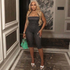 Polka Dots Print Halterneck Seventh Jumpsuit MXBF-J26JP132
