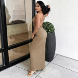 Solid Color Hollow Out Backless Long Dress GZJQ-K6D07057A