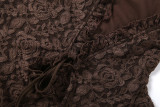 Lace Patchwork Deep V Neck Mini Dress GZJQ-K6D05341A