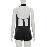 Solid Color Halterneck Romper MXBF-J26RP134