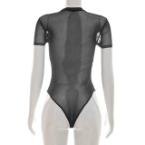 Mesh Patchwork Short Sleeve Bodysuit GDSF-J26BS176