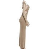 Solid Color Hollow Out Backless Long Dress GZJQ-K6D07057A