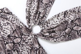 Snake Print Deep V Neck Mini Dress DLSF-K6D07321A