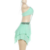 Sexy Sequin Patchwork Tie Up Mini Dress DLSF-K6D06499A