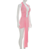 Deep V Neck Halterneck Mini Dress GSZM-C26DS181