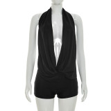 Solid Color Halterneck Romper MXBF-J26RP134