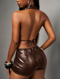 Hollow Out Halterneck Backless Tops GFCF-1466