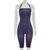 Polka Dots Print Halterneck Seventh Jumpsuit MXBF-J26JP132