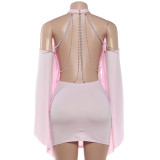 Solid Color Irregular Long Sleeve Mini Dress GZJQ-K6D06391A