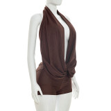 Solid Color Halterneck Romper MXBF-J26RP134