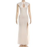 Solid Color Split Maxi Dress DLSF-K6D06511A