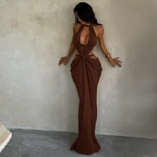Halterneck Sleeveless Backless Maxi Dress GJYO-JD305261