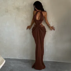 Halterneck Sleeveless Backless Maxi Dress GJYO-JD305261