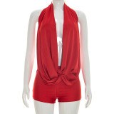 Solid Color Halterneck Romper MXBF-J26RP134