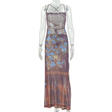 Sexy Print Backless Maxi Dress GJYO-JD305161