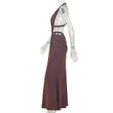 Halterneck Sleeveless Backless Maxi Dress GJYO-JD305261