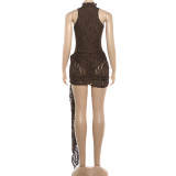 Lace Patchwork Deep V Neck Mini Dress GZJQ-K6D05341A