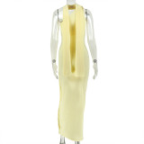 Slash Shoulder Solid Color Maxi Dress GJYO-JD305221