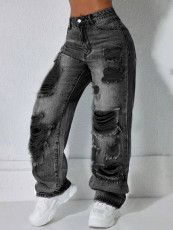 Casual Holes Straight Jeans GYXN-16215