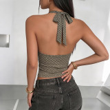 Polka Dots Print Halterneck Tank Tops GZJQ-K6B07270A