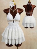 Solid Color Halterneck Backless Mini Dress GXIY-K26L2398