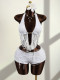Solid Color Halterneck Backless Top Short Suit GXIY-K26L2399