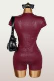 Solid Color Short Sleeve Short 2 Piece Set YWXS-K26L2485