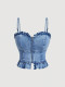 Casual Zipper Denim Sling Tops GYXN-37131