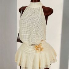 Tie Up Backless Solid Cake Dress GXIY-K26L2188
