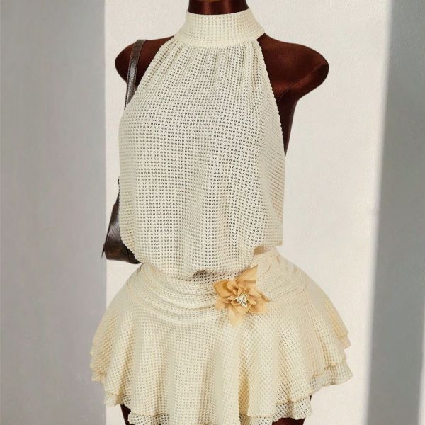 Tie Up Backless Solid Cake Dress GXIY-K26L2188