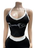VIP1 Letter Print Halterneck Tank Top Skirts 2 Piece Set GFCF-1462