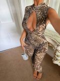 Leopard Print Hollow Out Sleeveless Jumpsuit YWXS-K26L2209