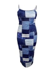 Plus Size Contrast Color Sling Maxi Dress GAWE-6645