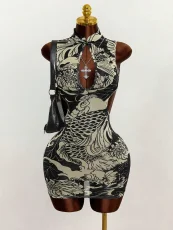 Contrast Color Sleeveless Backless Mini Dress GXIY-K26L2225