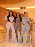 Casual Print Zipper Long Sleeve Pants Suit YWXS-K26L2238